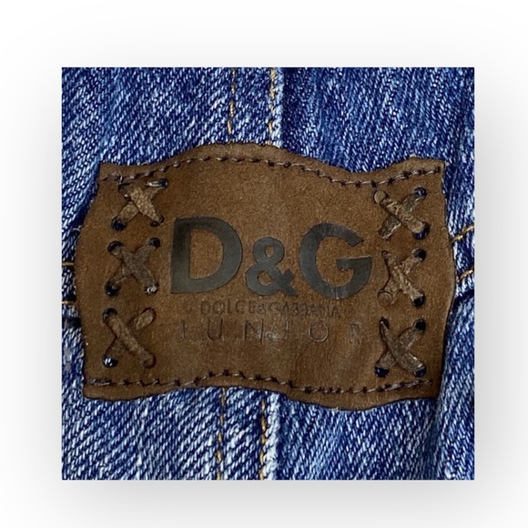 new Y2K Dolce & Gabbana D&G Junior ☻ Tie Front Denim Jeans ☻ Medium Blue ☻ 5 10 - Picture 13 of 16